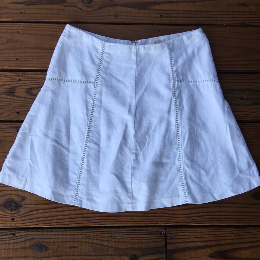 Loft White Linen Skirt-10
